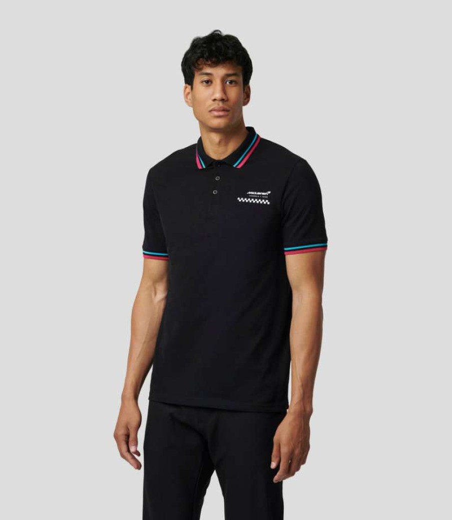 Men'S Clothing * | Black Mclaren Miami Graphic Polo Radiant Model