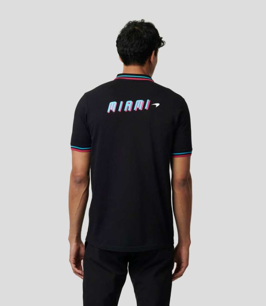 Men'S Clothing * | Black Mclaren Miami Graphic Polo Radiant Model