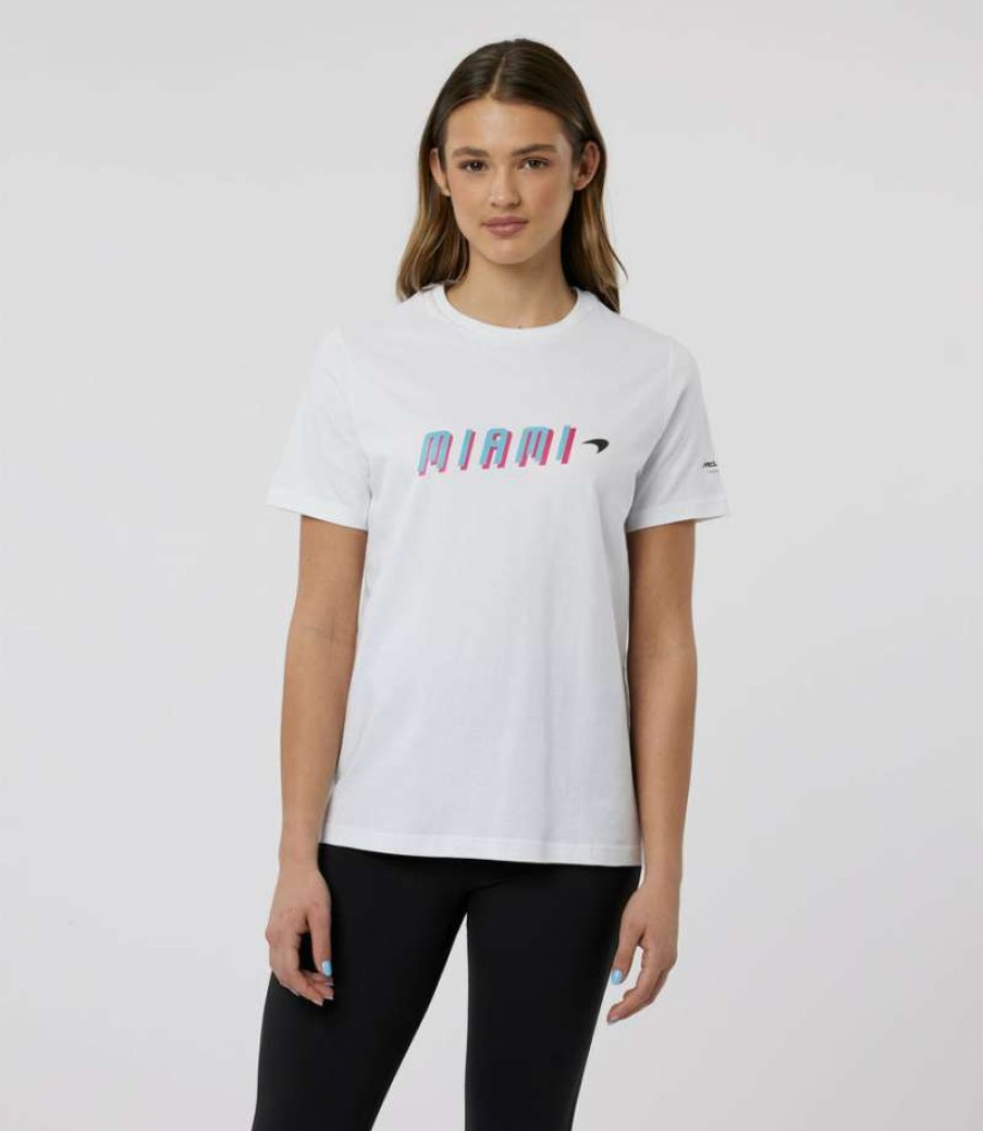 Women'S Clothing * | White Women'S Mclaren Miami Graphic T-Shirt Free Delivery