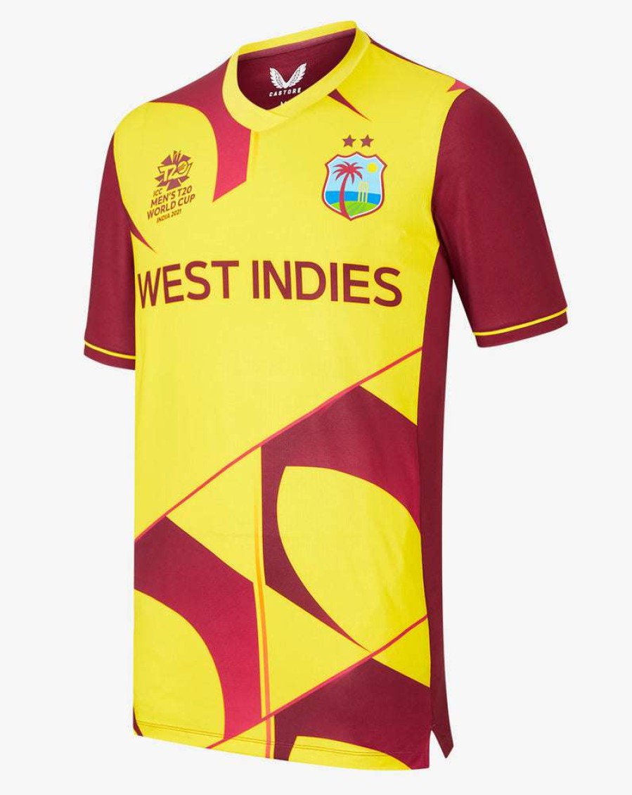 Men'S Clothing * | Yellow Windies T20 World Cup Short Sleeve Shirt Radiant Model