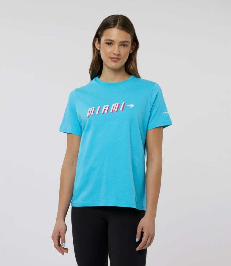 Women'S Clothing * | Blue Women'S Mclaren Miami Graphic T-Shirt Fire Sale