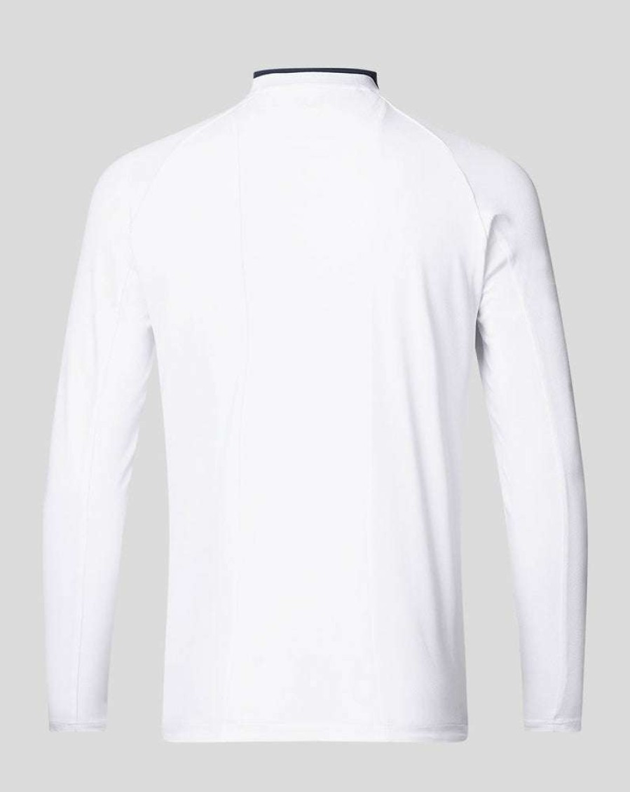 Men'S Clothing * | White/Navy Amc Long Sleeve Polo Shop