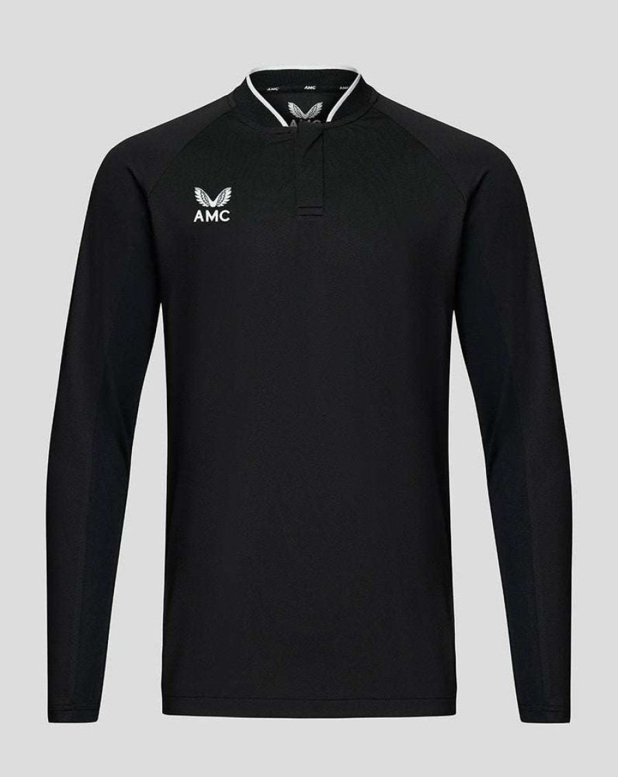 Men'S Clothing * | Black/White Amc Long Sleeve Polo New Models