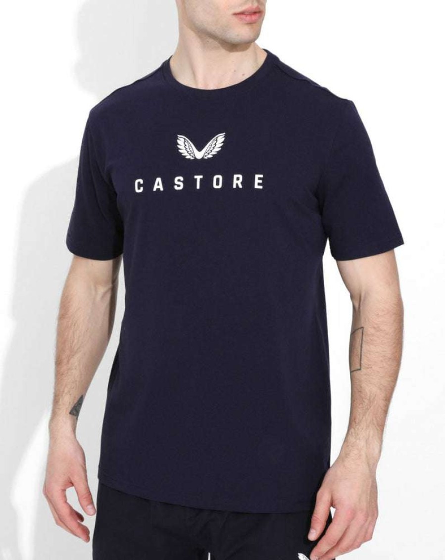 Men'S Clothing * | Navy/White Logo Cotton Tee Clearance