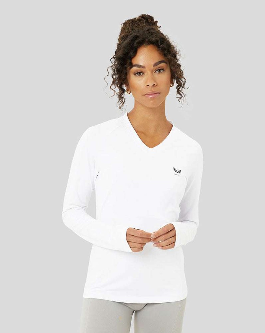 Women'S Clothing * | Women'S White Protek Long Sleeve Tee Clearance