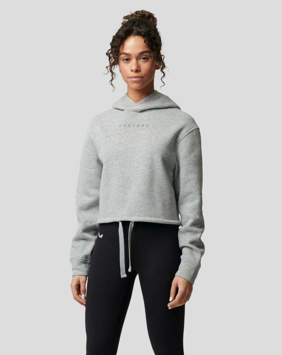 Women'S Clothing * | Women'S Grey Marl Apex Relaxed Crop Hoody Lower Prices