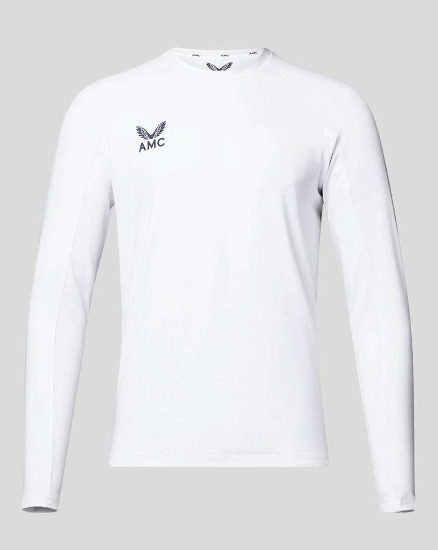 Men'S Clothing * | White/Navy Amc Long Sleeve Performance T-Shirt New Models