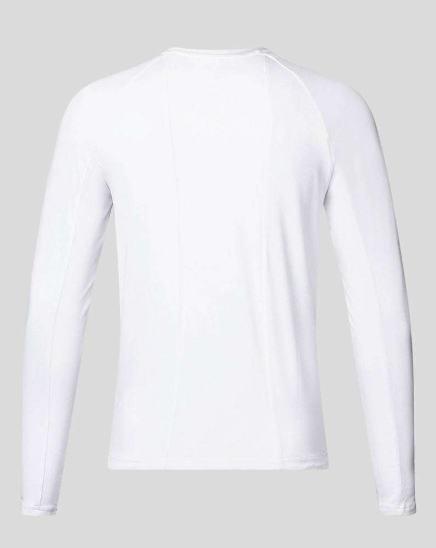 Men'S Clothing * | White/Navy Amc Long Sleeve Performance T-Shirt New Models