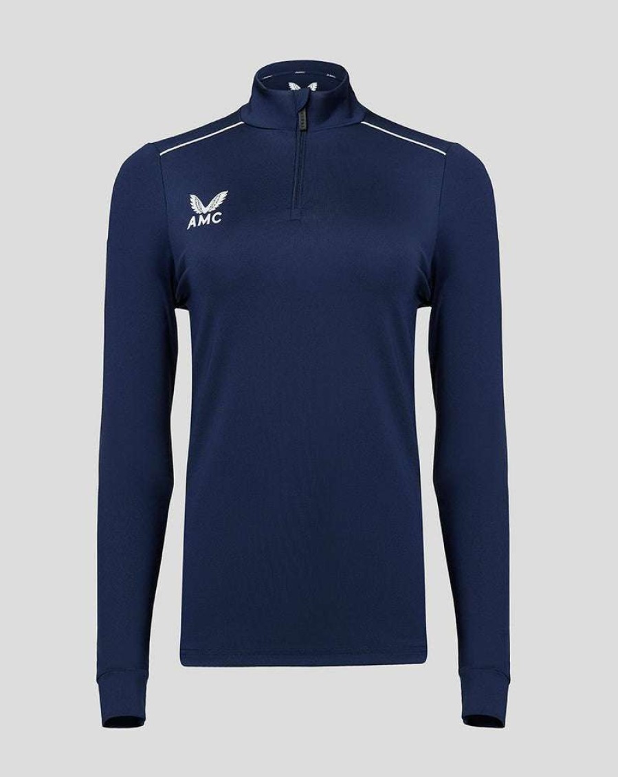 Women'S Clothing * | Women'S Navy/White Amc 1/4 Zip Top Fire Sale