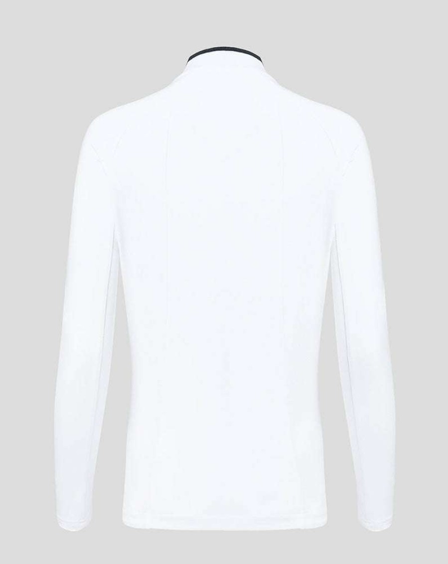 Women'S Clothing * | Women'S White/Black Amc Long Sleeve Polo On Sale