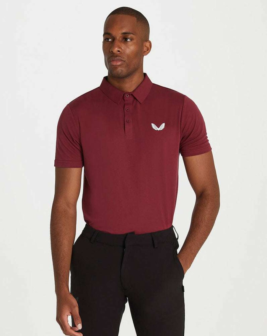 Men'S Clothing * | Maroon Performance Golf Short Sleeve Polo Fascinating Model