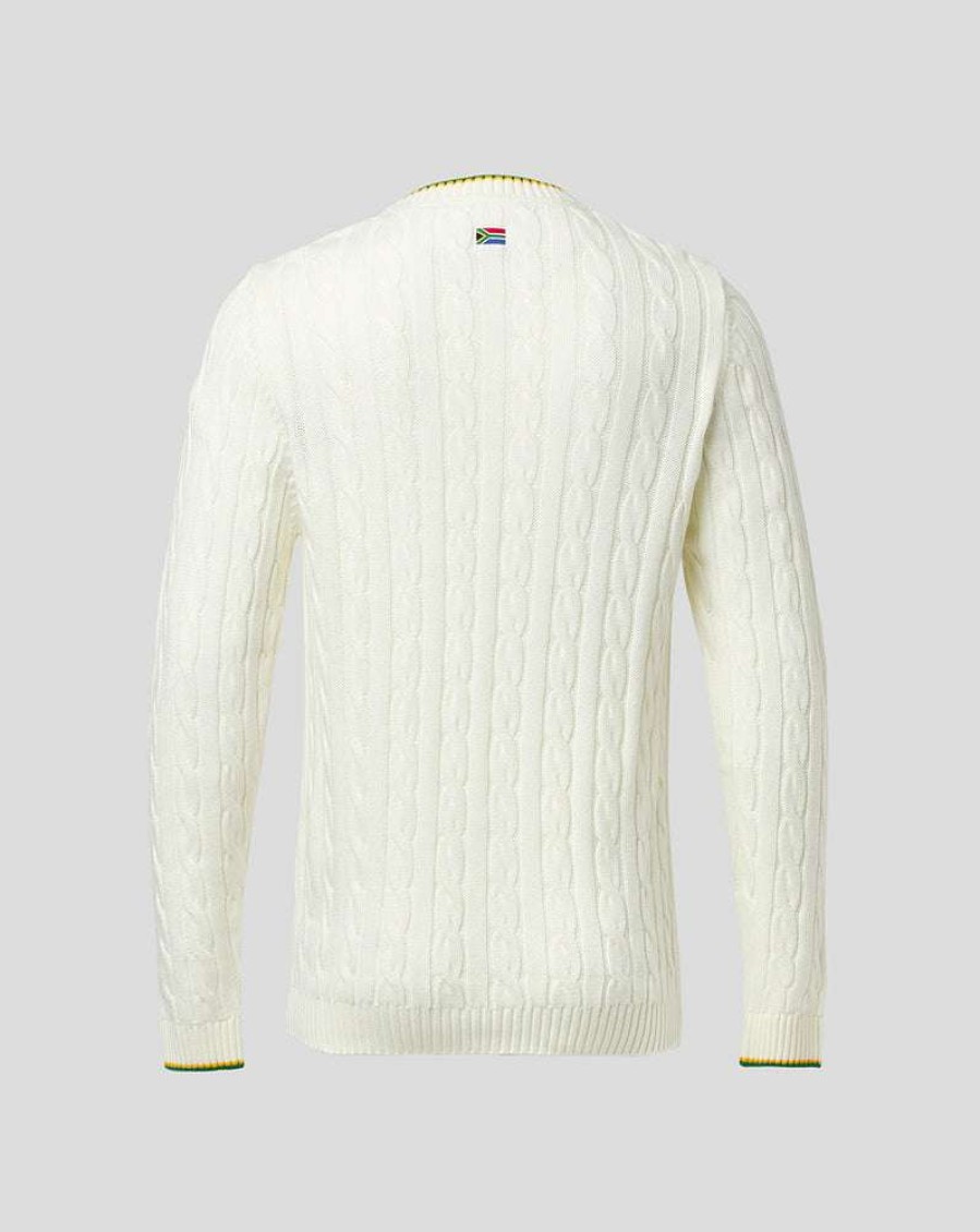 Men'S Clothing * | White Cricket South Africa Knitted Sweatshirt Clearance