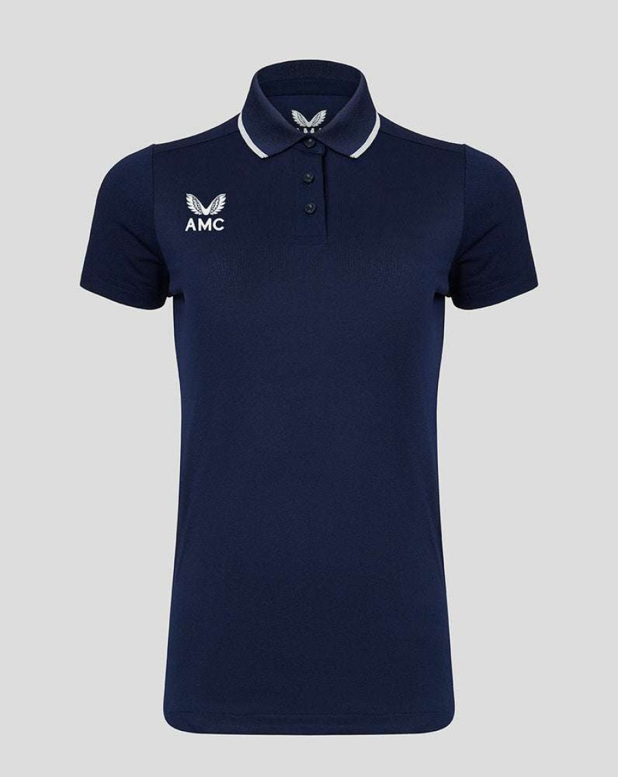 Women'S Clothing * | Women'S Navy/White Amc Short Sleeve Media Polo Absolute Quality