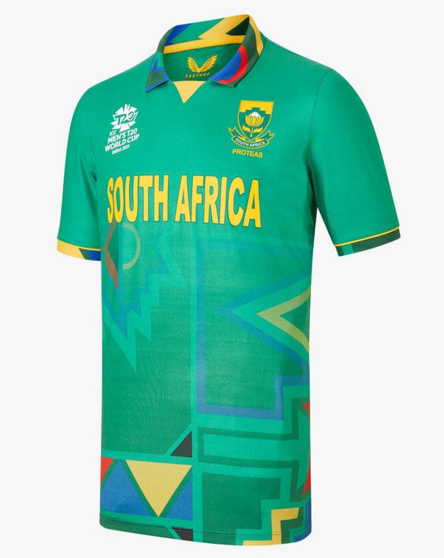 Men'S Clothing * | Green Cricket South Africa T20 World Cup Pro Shirt Typical Style