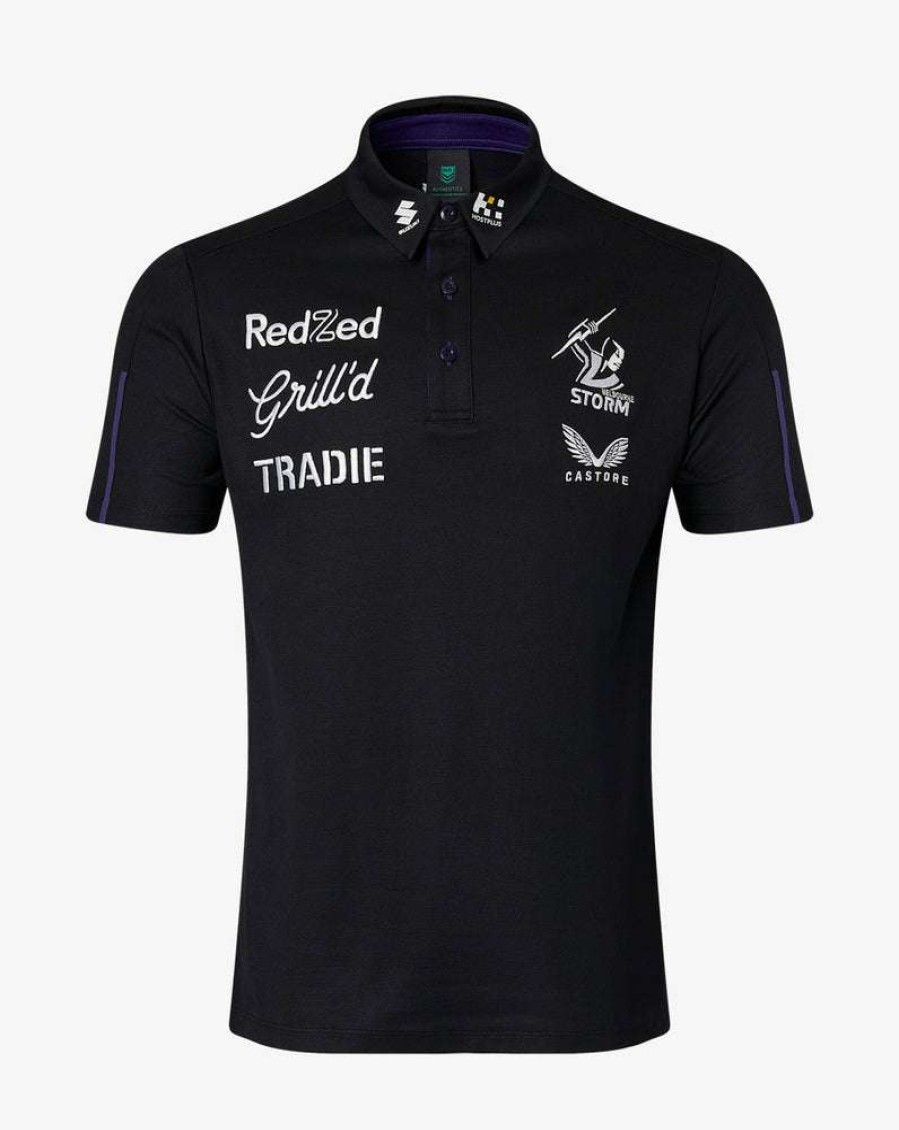 Men'S Clothing * | Black Melbourne Storm Players Polo New Models