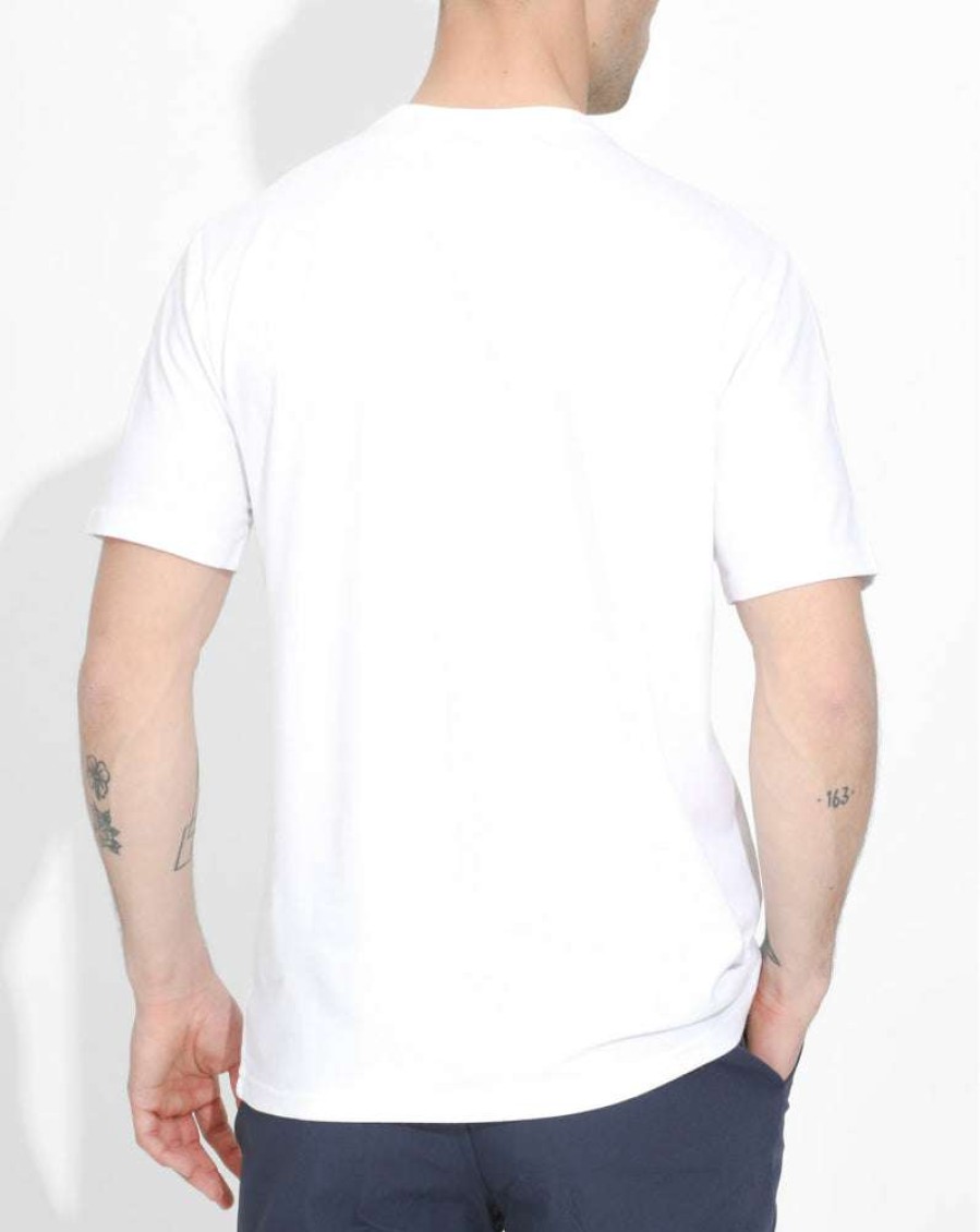 Men'S Clothing * | White/Navy Logo Cotton Tee New Models