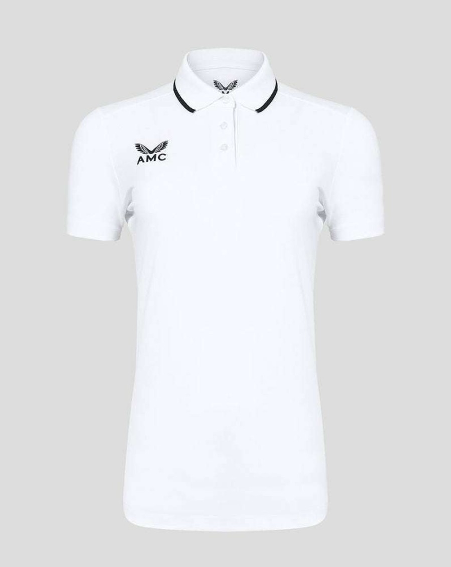 Women'S Clothing * | Women'S White/Black Amc Short Sleeve Media Polo Nice Style