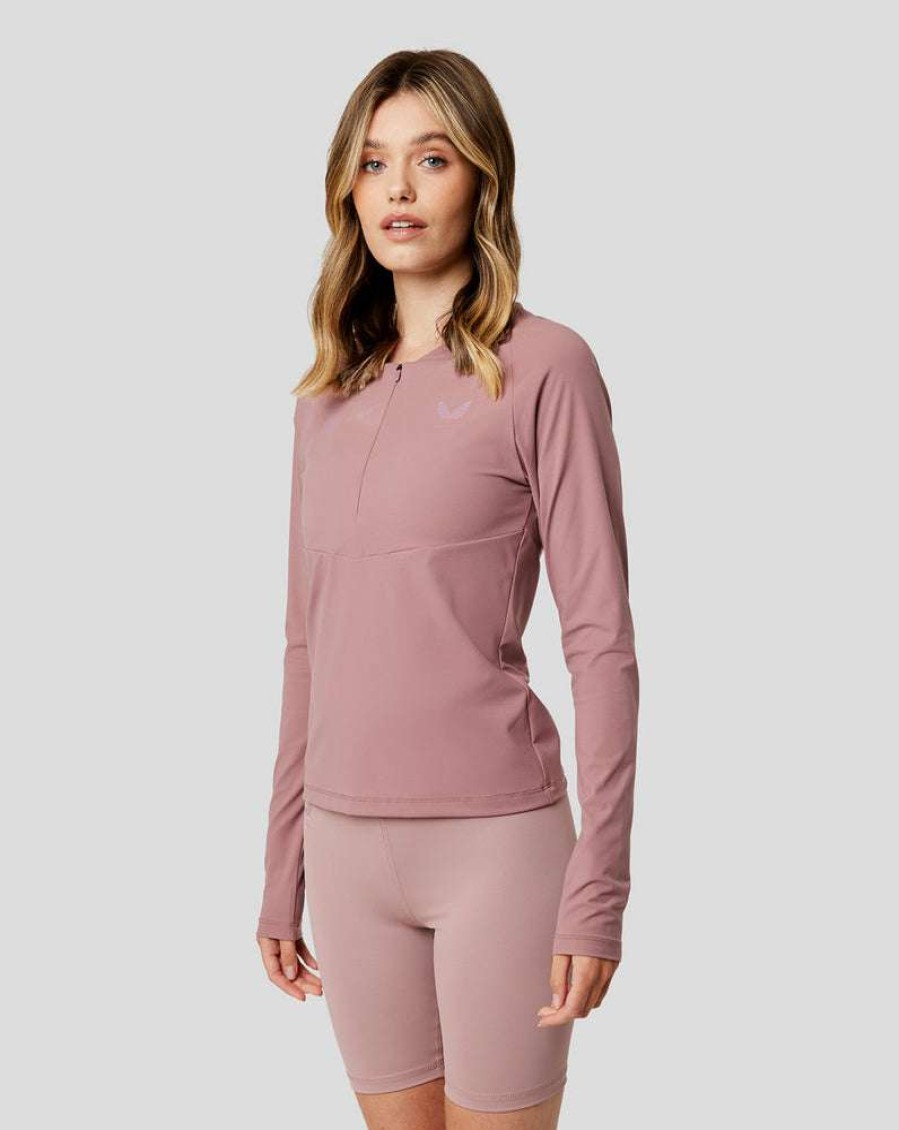 Women'S Clothing * | Women'S Mauve Castore X Reiss Ava Zipped Ribbed Tee New Collections