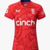 Women'S Clothing * | Red Women'S England Cricket It20 Replica Short Sleeve T-Shirt Typical Style