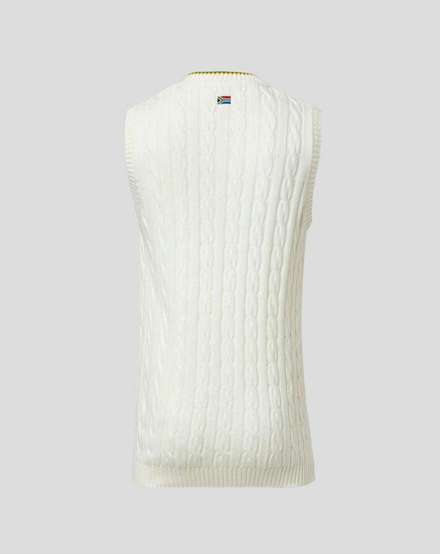 Men'S Clothing * | White Cricket South Africa Knitted Sweater Fascinating Model