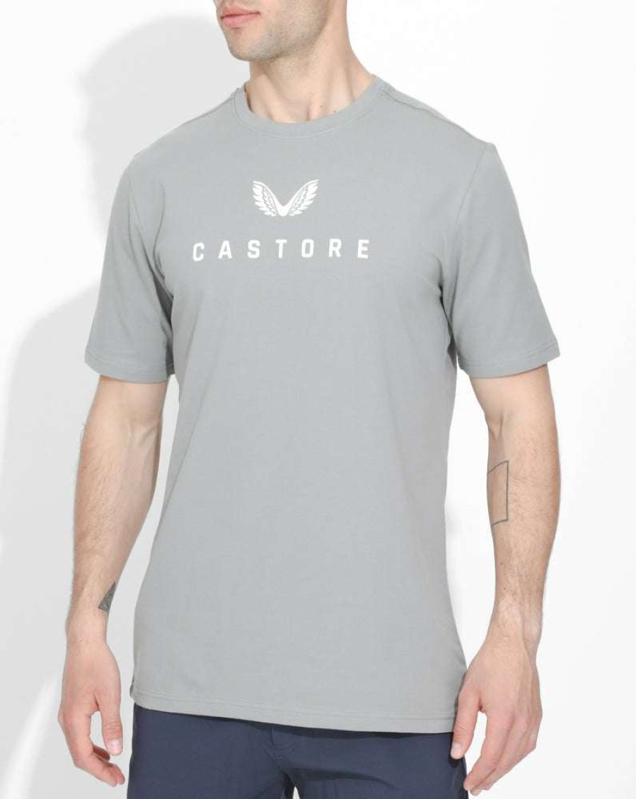 Men'S Clothing * | Graphite Grey/White Logo Cotton Tee Free Delivery