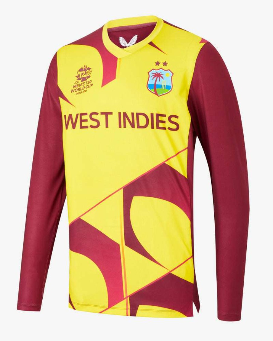 Men'S Clothing * | Yellow Windies T20 World Cup Long Sleeve Shirt Fascinating Model