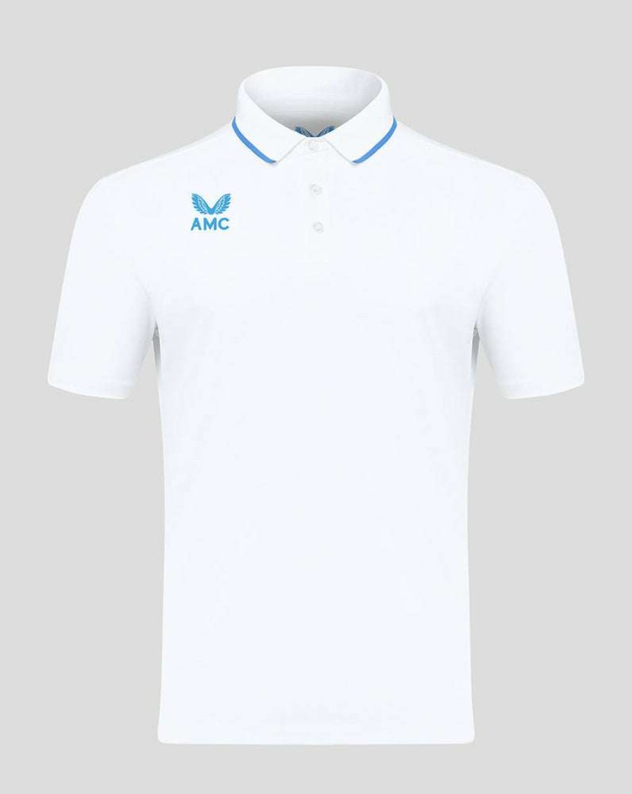 Men'S Clothing * | White/Blue Amc Short Sleeve Media Polo Clearance