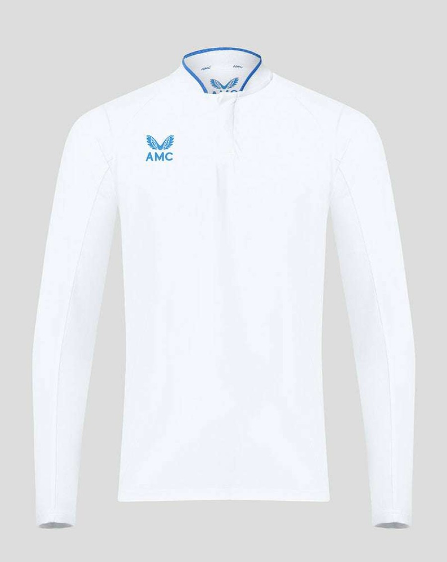 Men'S Clothing * | White/Blue Amc Long Sleeve Polo Typical Style